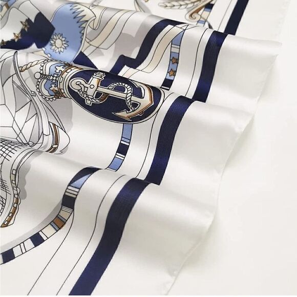 Blue Ship Silky Scarf   main image 4